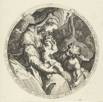 Maria med Kristusbarn och Johannes Döparen av Jacob de Gheyn (II) (workshop of)