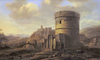 Romerskt landskap: Cecilia Metellas grav av Jacob de Heusch