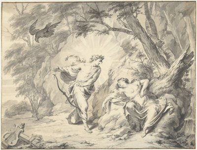 Apollon genomborrar Coronis med en pil av Jacob de Wit