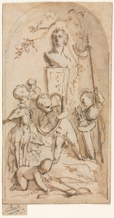 Byst av Diana med Putti och jaktegenskaper, första hälften av 1700-talet. av Jacob de Wit
