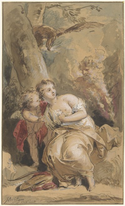Callisto, Amor och Jupiter med örnen av Jacob de Wit