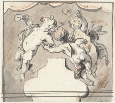 Tre flytande putti av Jacob de Wit