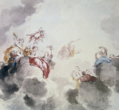 Himmelsk scen, 1700-talet. av Jacob de Wit