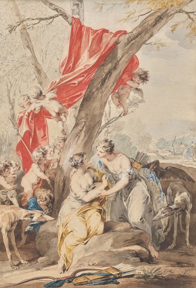 Jupiter (förklädd till Diana) och Callisto av Jacob de Wit