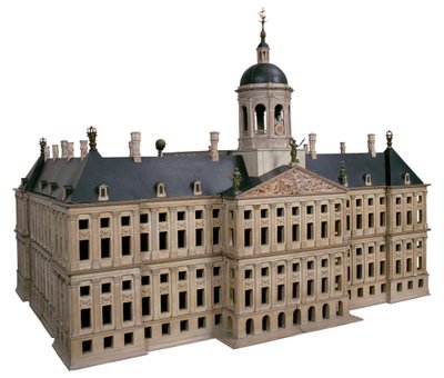 Fred. Avbildning vid modellen av det nya stadshuset på Dam. av Jacob van Campen