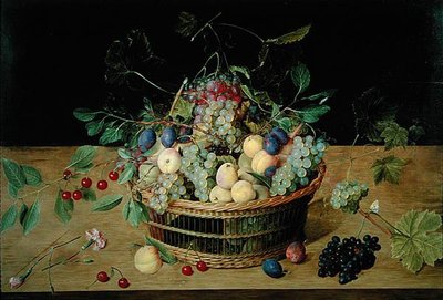 En fruktkorg (olja på panel) av Jacob van Hulsdonck