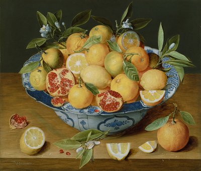 Stilleben med citroner, apelsiner och ett granatäpple, ca. 1620-1630 av Jacob van Hulsdonck