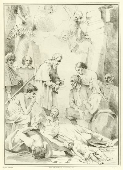St Macarius av Gent ger hjälp till pestoffren av Jacob van Oost