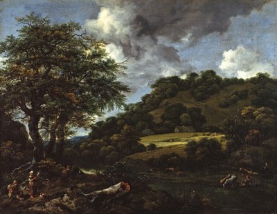 Ett kuperat landskap med höga ekar av Jacob van Ruisdael