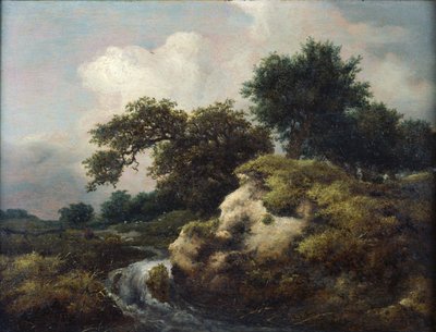 Landskap med sanddyner och litet vattenfall av Jacob van Ruisdael