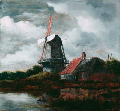Landskap med bondgård och väderkvarn av Jacob van Ruisdael