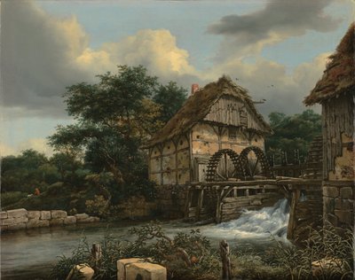 Två vattenkvarnar och en öppen sluss av Jacob van Ruisdael