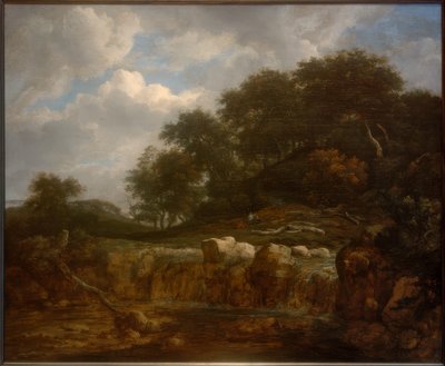 Vattenfall i ett kuperat skogslandskap av Jacob van Ruisdael