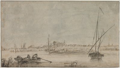 Utsikt över Dordrecht från floden av Jacob van Strij