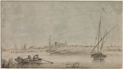 Utsikt över Dordrecht från floden, 1775-1815. av Jacob van Strij