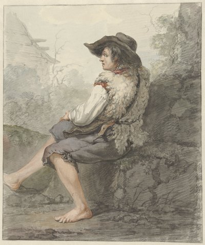 Sittande pojke i hatt och fårskinn, till vänster av Jacob van Strij