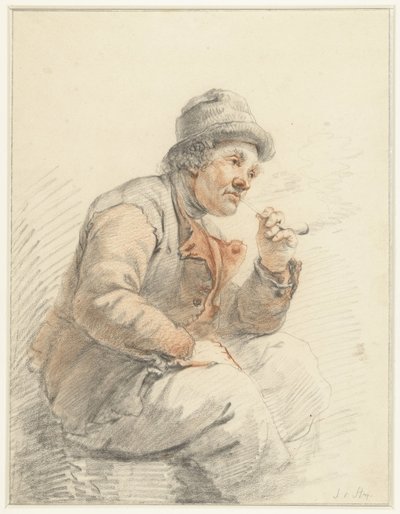 Sittande, piprökande bonde av Jacob van Strij