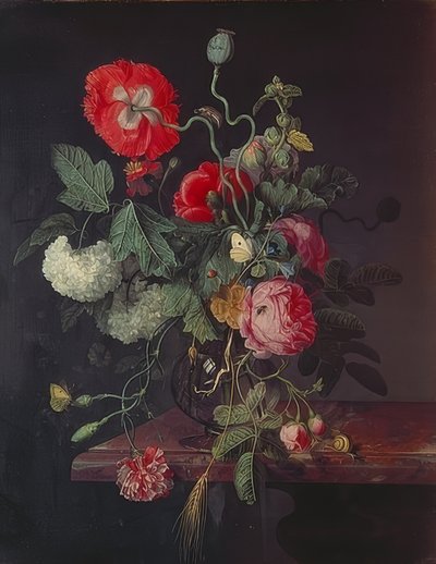 Blommor i en glasvas. 1667 av Jacob van Walscapelle