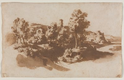 Landskap med befästning mellan Marino och Frascati av Jacob van der Ulft