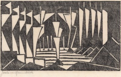 Komposition (Segling på en sjö) av Jacoba van Heemskerck (signed by artist)