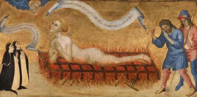 Saint Lawrences martyrskap, med två benediktinska nunnor av Jacobello del Fiore