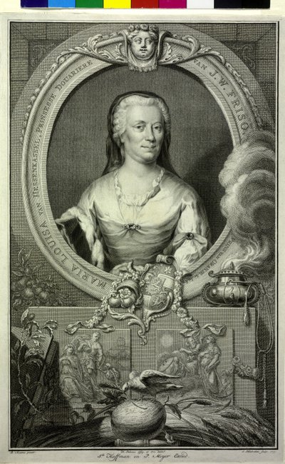 Landgrevinnan av Hessen Kassel Mary Louisa (tryck) av Jacobus (after) Houbraken