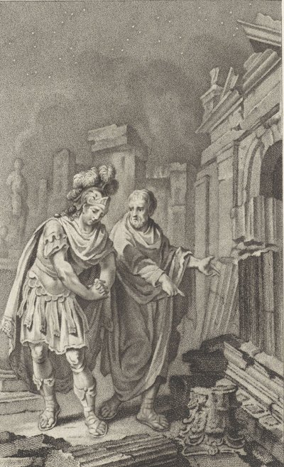 Scipio Aemilianus före ruinerna av Kartago i sällskap med Polybius, 1797. av Jacobus Buys
