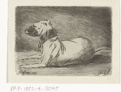 Liggande hund med halsband av Jacobus Cornelis Gaal