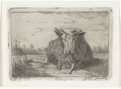 Liggande ko sedd framifrån av Jacobus Cornelis Gaal