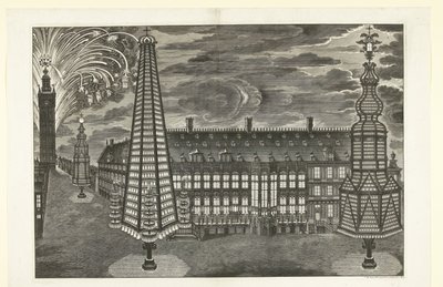 Belysning och fyrverkerier i Gent, 1717 av Jacobus Harrewijn