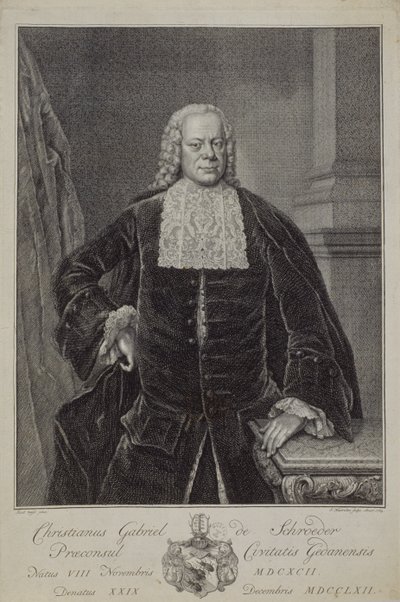 Christian Gabriel Schröder, 1764 av Jacobus Houbraken