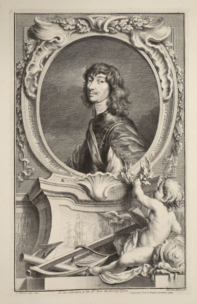 Porträtt av Algernon Percy, Earl of Northumberland, illustration från "Heads of Illustrious Persons of Great Britain", utgiven av Knapton, London 1742. av Jacobus Houbraken