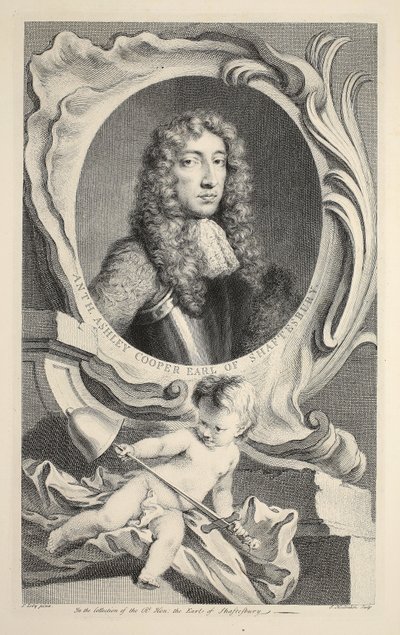 Porträtt av Anthony Ashley Cooper, Earl of Shaftesbury, illustration från "Heads of Illustrious Persons of Great Britain", utgiven av Knapton, London 1742. av Jacobus Houbraken