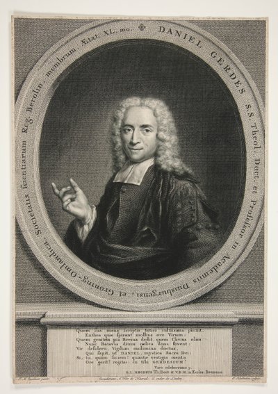 Porträtt av Daniel Gerdes, efter J.M. Quinkhart av Jacobus Houbraken