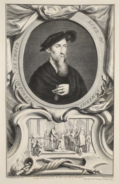Porträtt av Edward Seymour, hertig av Somerset, illustration från "Heads of Illustrious Persons of Great Britain", pub. av Knapton, London 1742 av Jacobus Houbraken