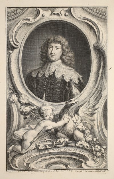 Porträtt av George, Lord Digby, Earl of Bristol, illustration från "Heads of Illustrious Persons of Great Britain", utgiven av Knapton, London 1742. av Jacobus Houbraken