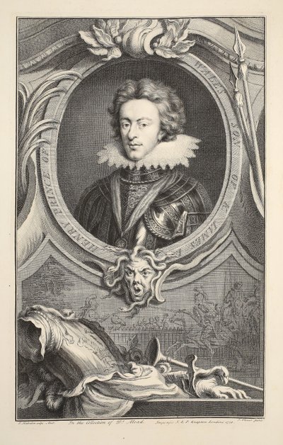 Porträtt av Henry, Prince of Wales, illustration från "Heads of Illustrious Persons of Great Britain", pub. av Knapton, London 1742 av Jacobus Houbraken