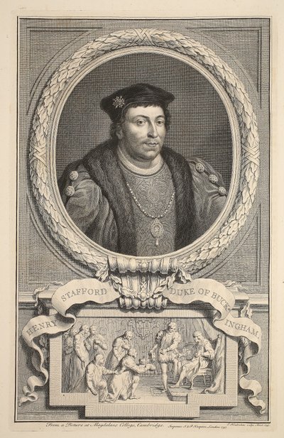 Porträtt av Henry Stafford, hertig av Buckingham, illustration från "Heads of Illustrious Persons of Great Britain", pub. av Knapton, London 1742 av Jacobus Houbraken