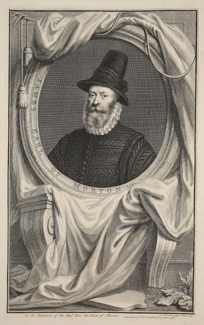 Porträtt av James, Earl of Morton, illustration från "Heads of Illustrious Persons of Great Britain", utgiven av Knapton, London 1742. av Jacobus Houbraken