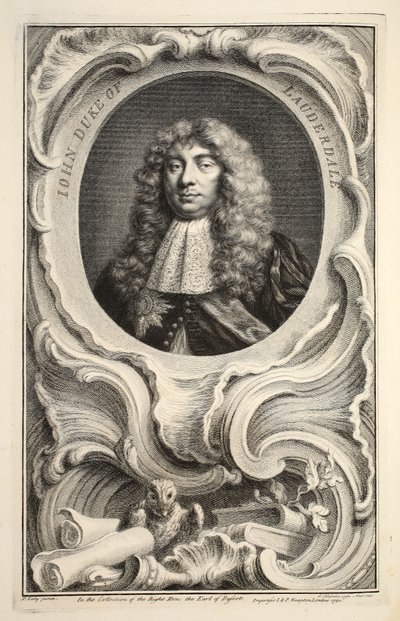 Porträtt av John, hertig av Lauderdale, illustration från "Heads of Illustrious Persons of Great Britain", pub. av Knapton, London 1742 av Jacobus Houbraken