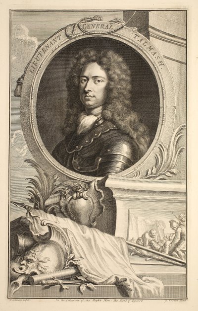 Porträtt av generallöjtnant Talmash, illustration från "Heads of Illustrious Persons of Great Britain", pub. av Knapton, London 1742 av Jacobus Houbraken