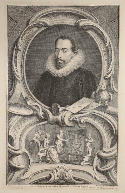 Porträtt av Sir Francis Walsingham, illustration från "Heads of Illustrious Persons of Great Britain", pub. av Knapton, London 1742 av Jacobus Houbraken