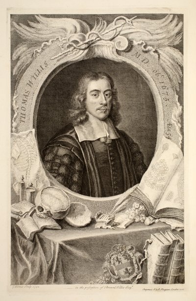 Porträtt av Thomas Willis, M.D., illustration från "Heads of Illustrious Persons of Great Britain", utgiven av Knapton, London 1742. av Jacobus Houbraken