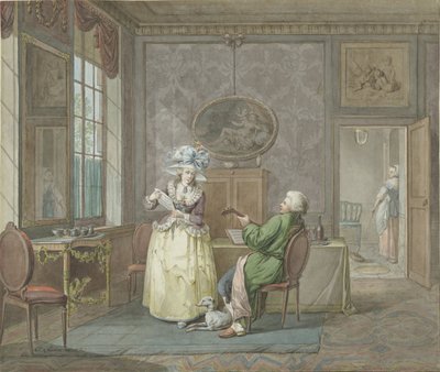 Musikpar i en interiör av Jacobus Johannes Lauwers