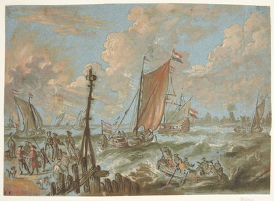 Hamn med fartyg för segel av Jacobus Storck