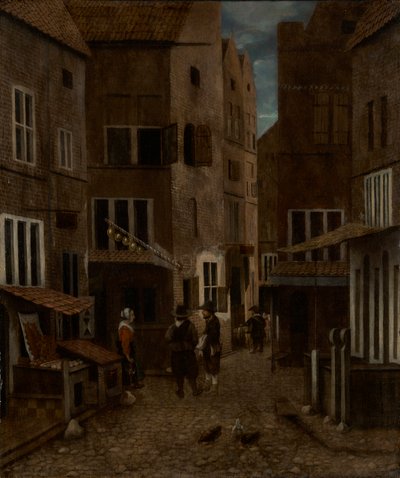 Gatubild (olja på panel) av Jacobus Vrel or Frel