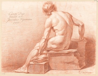 Sittande man naken, bakifrån (1:a pris 1800) av Jacobus Wijsman