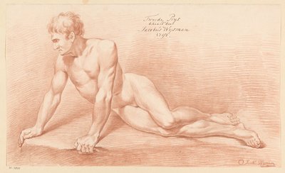 Sittande manlig naken, sedd framifrån (2:a pris 1798) av Jacobus Wijsman