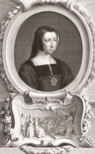 Louise av Savoyen (1476-1531) fransk adel och regent, hertiginna av Auvergne och Bourbon, hertiginna av Nemours och mor till kung Frans I (gravyr) av Jacobus and Vertue George Houbraken