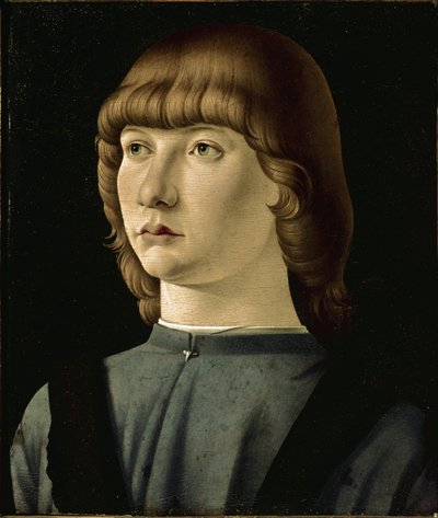 Porträtt av ung man (olja på trä av Jacometto (attr. to) Veneziano